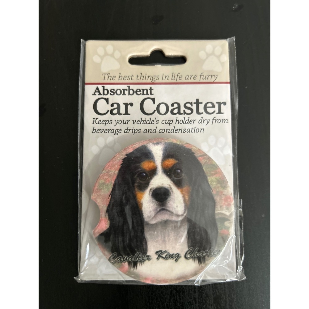 Car Coaster Absorbent Cavalier King Charles Spaniel Dog Imports New In Pack